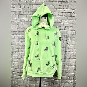 Adika Dragon Print Hoodie. Light/Lime Green. Size Large.